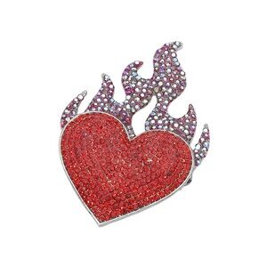 Red Heart Flame Brooch